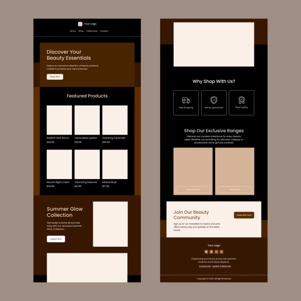 Featured - Beauty E-commerce Newsletter Template - Dark Theme - EmailBlu