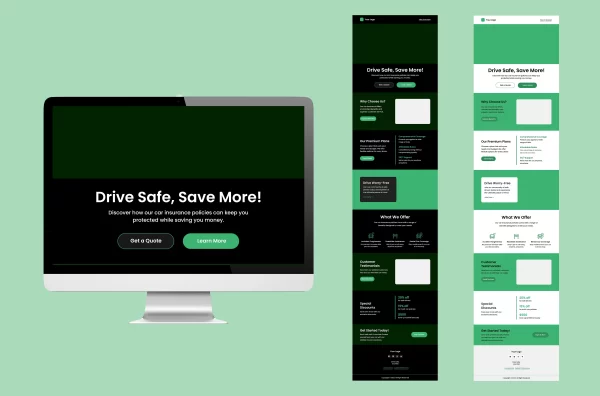 Mockup - Car Insurance Industry Newsletter Template - Dark Theme - EmailBlu