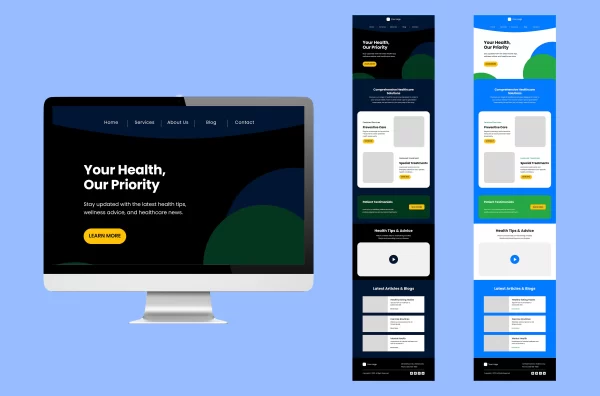 Mockup - Healthcare Connect Newsletter Template - Dark Theme - EmailBlu