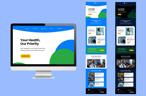 Mockup - Healthcare Connect Newsletter Template - Light Theme - EmailBlu